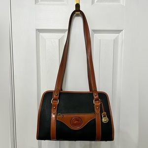 VINTAGE black and brown DOONEY & BOURKE BAG cognac